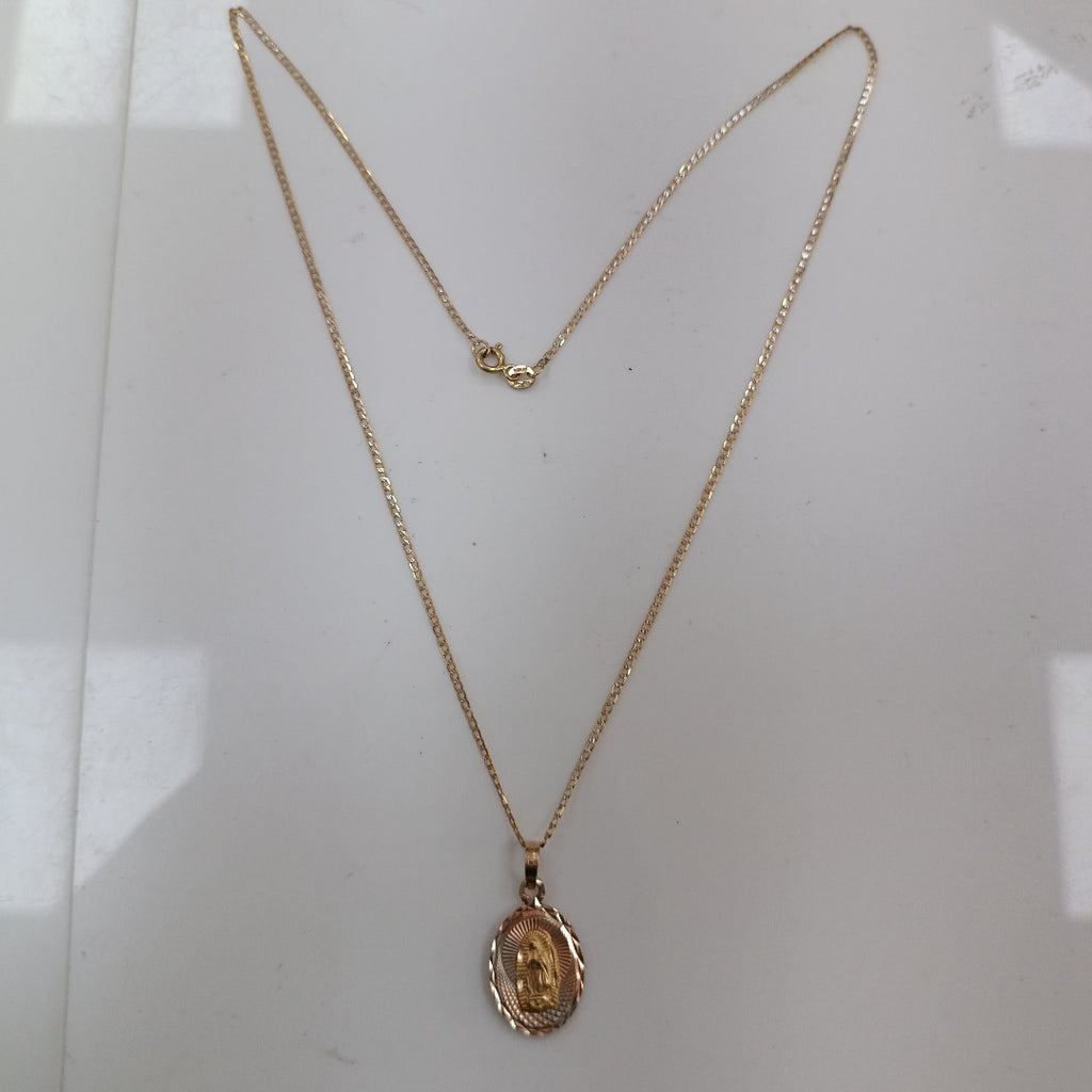 CADENA, MEDALLA RELIGIOSA ORO 10 K 3.2 GRMS (SEMINUEVO)