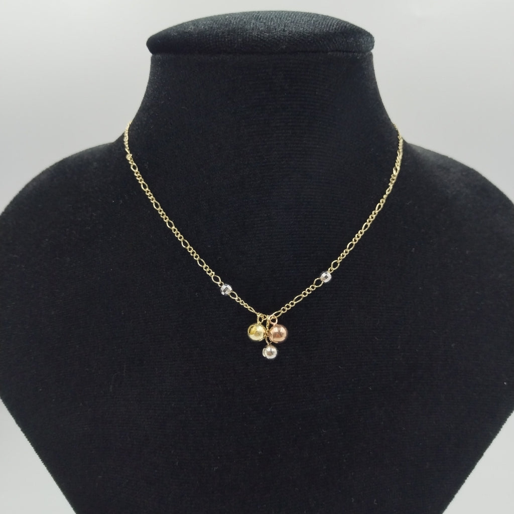 CADENA GARGANTILLA 3X1 CON ESFERAS COMBINADAS 14K 45 CM 3.1 GR (NUEVO)
