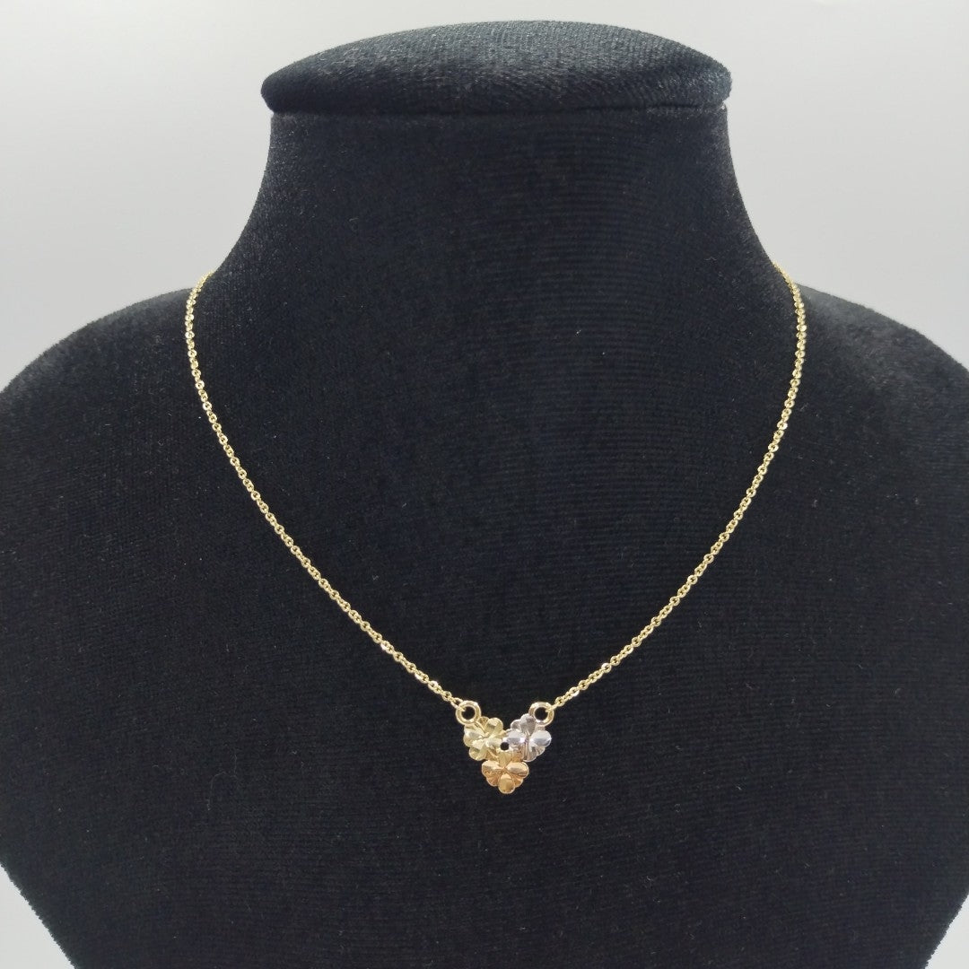 CADENA TEJIDO GARGANTILLA ESPECIAL C FLORES 14K 45 CM 2.9 GR (NUEVO)