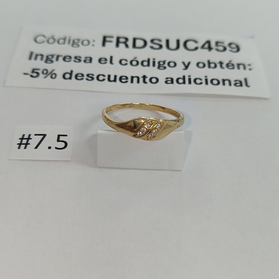 ANILLO ANILLITO C CIRCONIAS 14K 7.5 TALLA 1.2 GR (NUEVO)