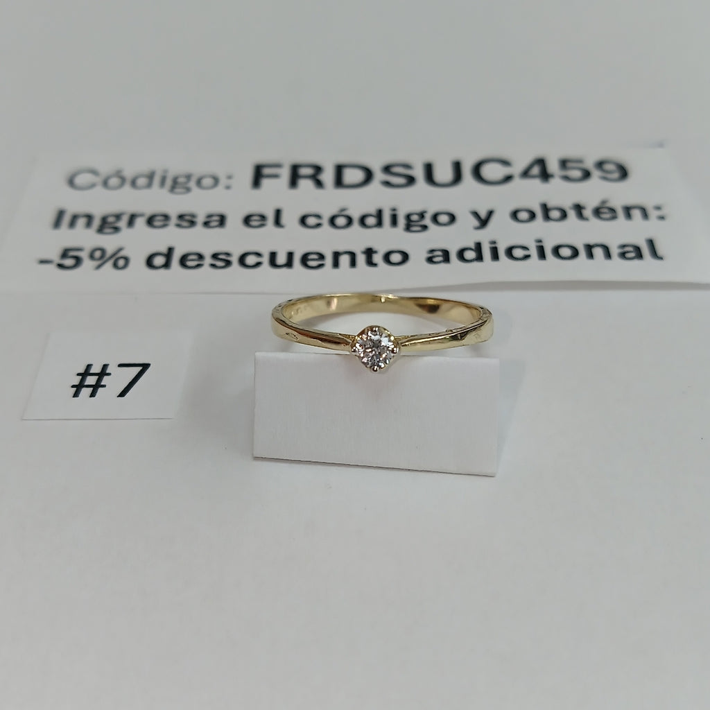 ANILLO ANILLITO SOLITARIO CIRCONIA 14K 7 TALLA 1.3 GR (NUEVO)