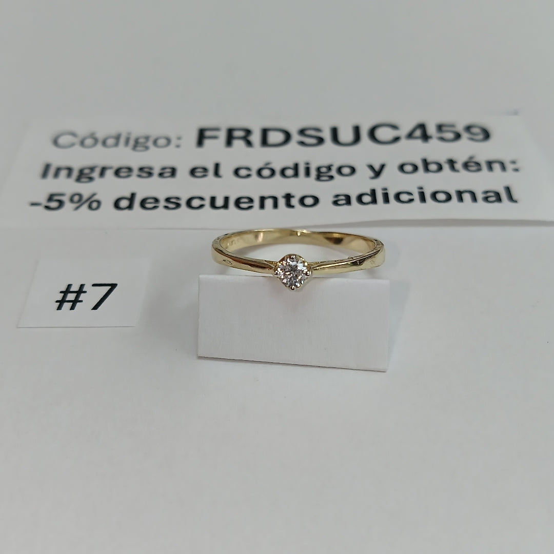 ANILLO ANILLITO SOLITARIO CIRCONIA 14K 7 TALLA 1.3 GR (NUEVO)