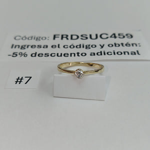ANILLO ANILLITO SOLITARIO CIRCONIA 14K 7 TALLA 1.3 GR (NUEVO)