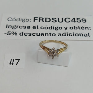 ANILLO ANILLITO FLOR C CIRCONIAS 14K 7 TALLA 1.3 GR (NUEVO)