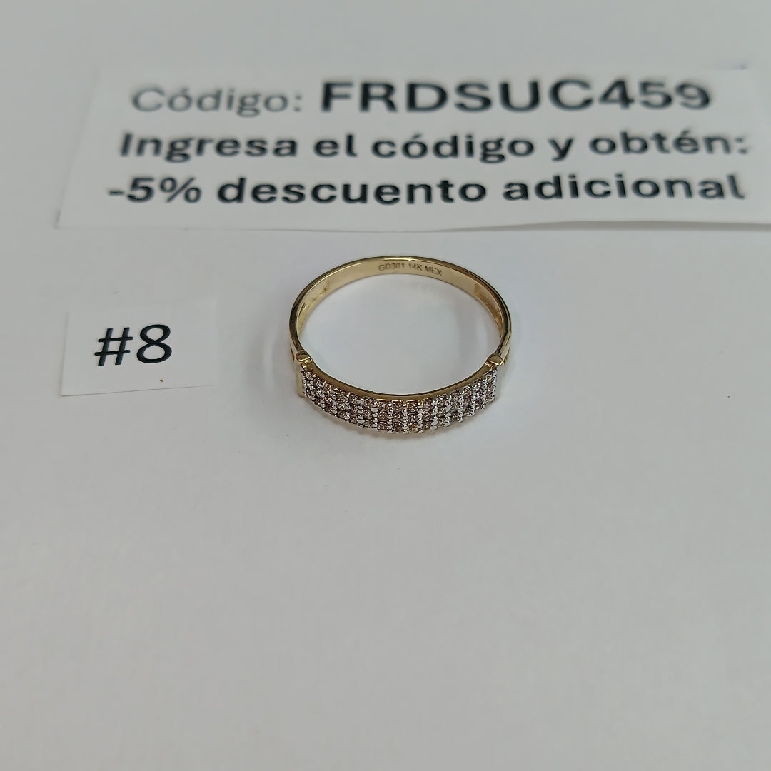 ANILLO ANILLITO C CIRCONIAS 14K 8 TALLA 1.5 GR (NUEVO)