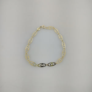 PULSERA TEJIDO ESPECIAL CON CORAZON 14K 18 CM 1.3 GR (NUEVO)