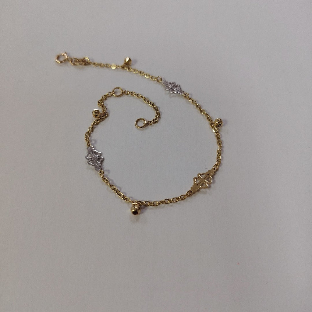 PULSERA ESPECIAL CON TREBOL 14K 18 CM 1.8 GR (NUEVO)