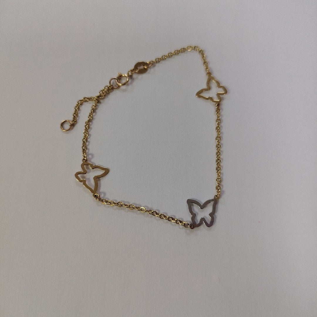 PULSERA ESPECIAL C MARIPOSAS 14K 18 CM 1.7 GR (NUEVO)