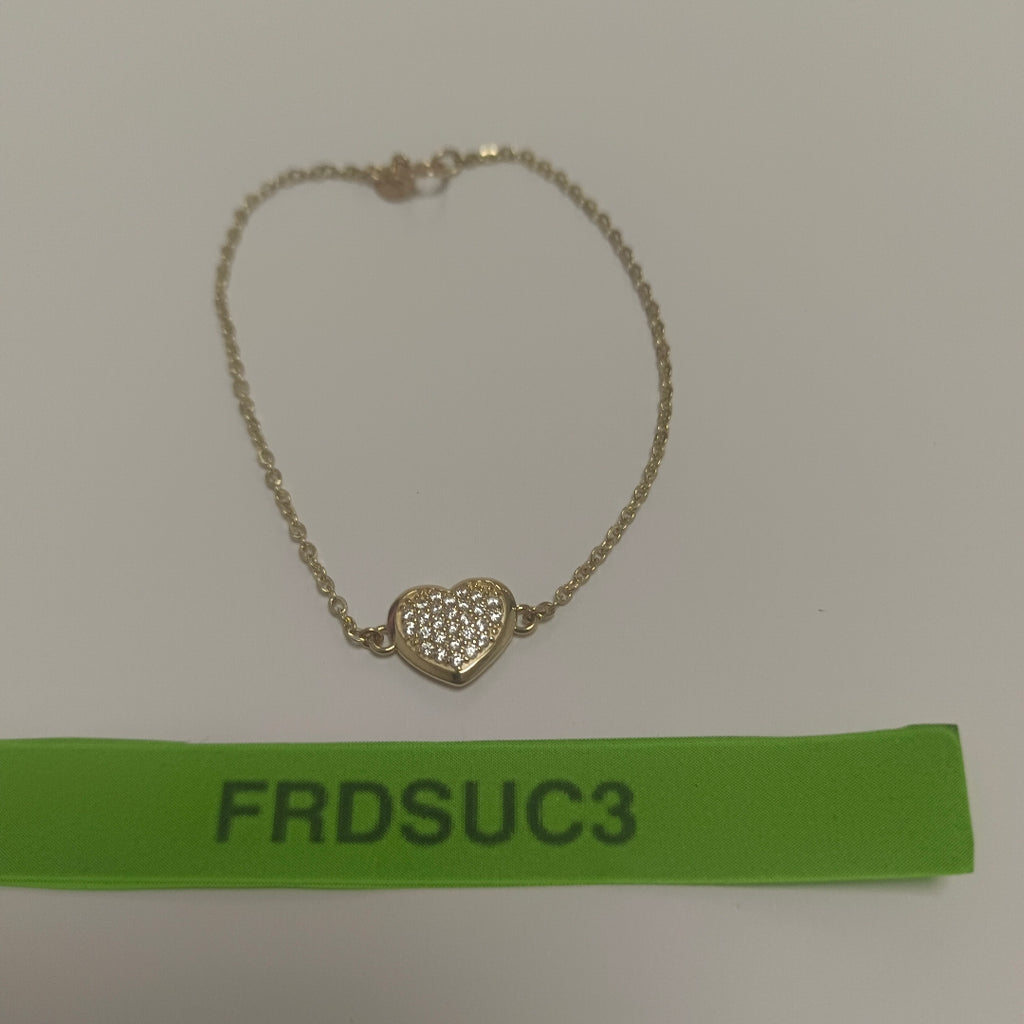 PULSERA TEJIDO ESPECIAL C CORAZON CIRCONIAS 14K 18 CM 2 GR (NUEVO)