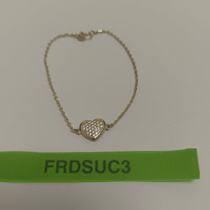 PULSERA TEJIDO ESPECIAL C CORAZON CIRCONIAS 14K 18 CM 2 GR (NUEVO)