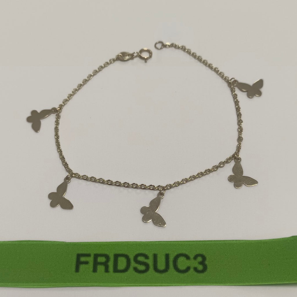 PULSERA ESPECIAL CON MARIPOSAS 14K 18 CM 2.1 GR (NUEVO)