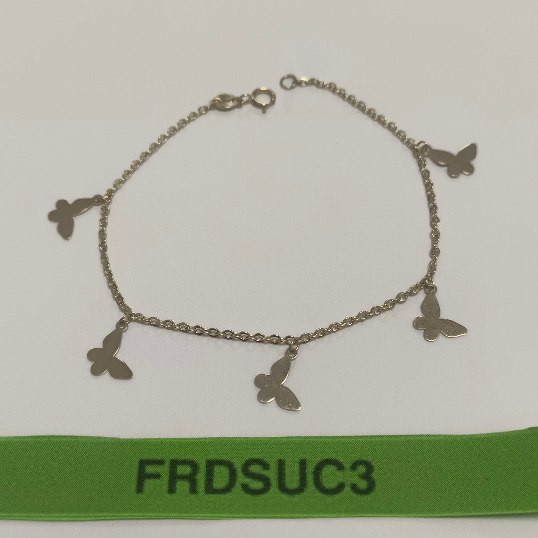 PULSERA ESPECIAL CON MARIPOSAS 14K 18 CM 2.1 GR (NUEVO)