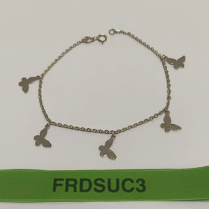 PULSERA ESPECIAL CON MARIPOSAS 14K 18 CM 2.1 GR (NUEVO)