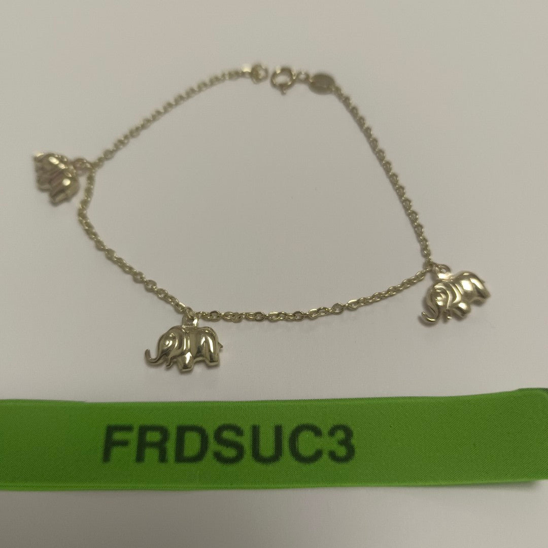 PULSERA ESPECIAL CON DIJES ELEFANTES 10K 18 CM 2.2 GR (NUEVO)