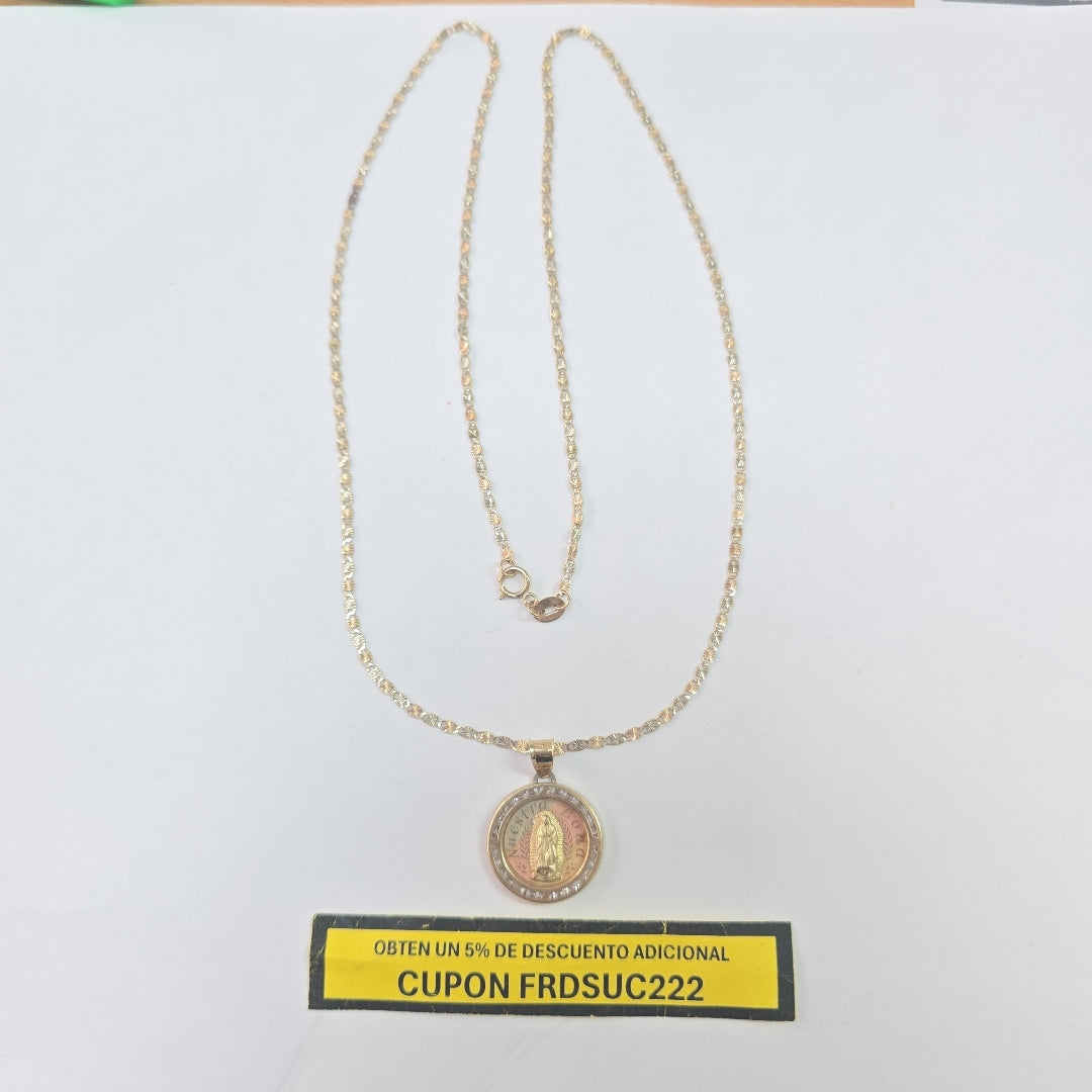 CADENA, MEDALLA RELIGIOSA ORO 10 K 3.3 GRMS (SEMINUEVO)
