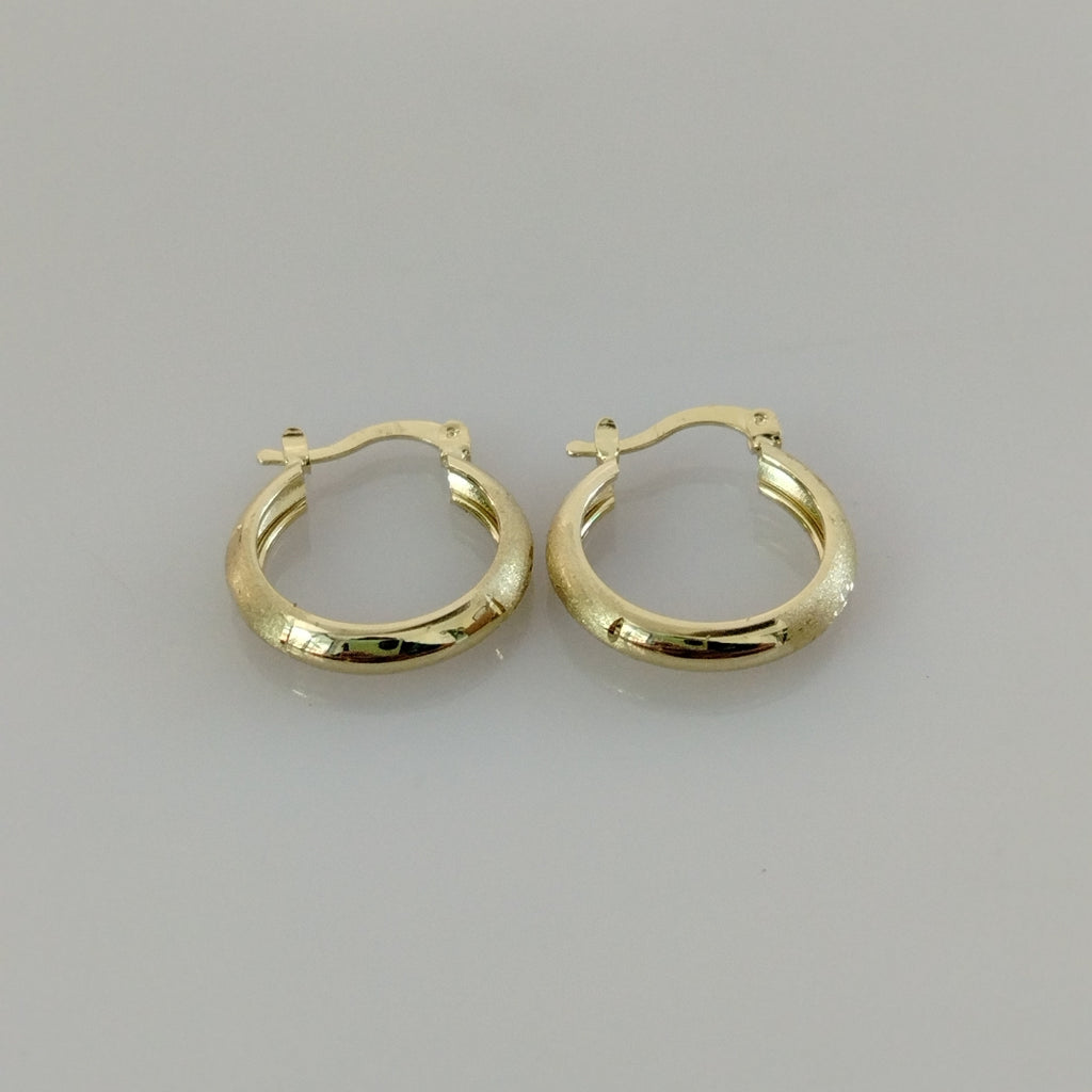 ARETES TEJIDO ARRACADA SATINADA 14K 2.5 GR (NUEVO)