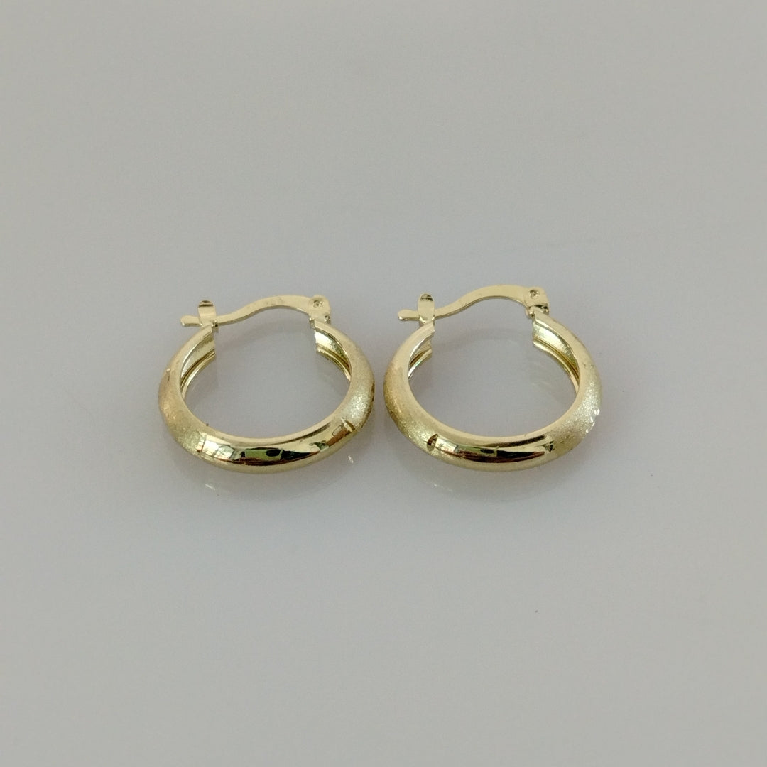 ARETES TEJIDO ARRACADA SATINADA 14K 2.5 GR (NUEVO)