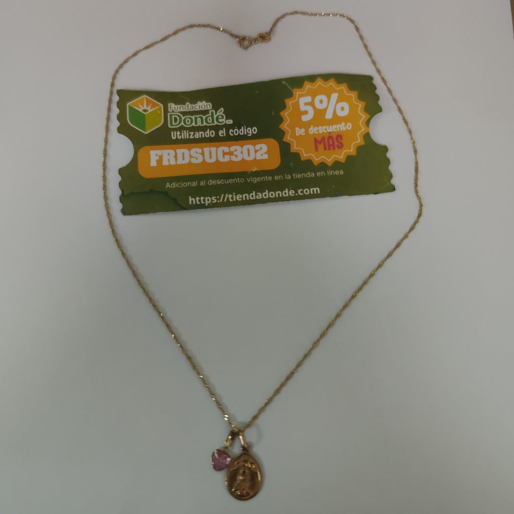 CADENA, DIJE, MEDALLA RELIGIOSA ORO 10 K 2.2 GRMS (SEMINUEVO)
