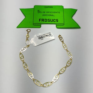 PULSERA TEJIDO ESPECIAL CON CORAZON 14K 18 CM 1.3 GR (NUEVO)