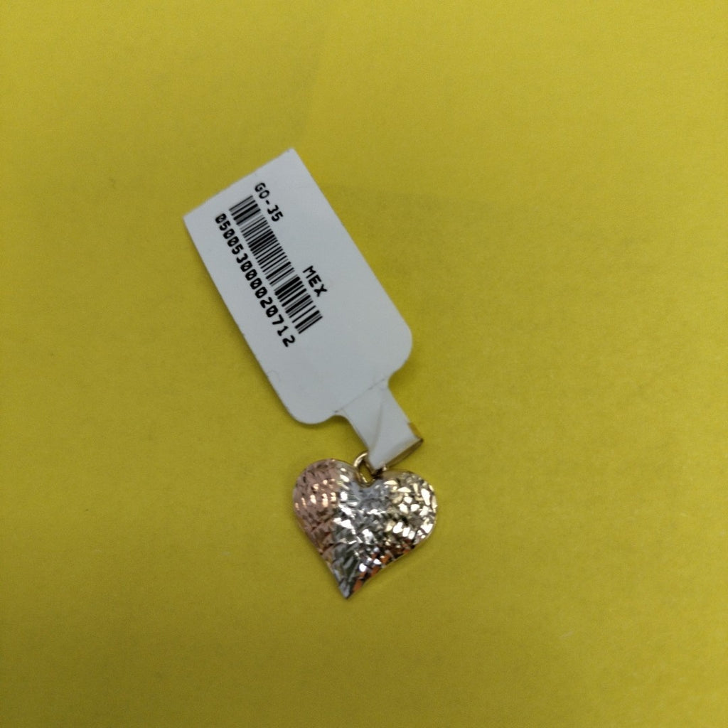 DIJE TEJIDO CORAZON LABRADO COMBINADO 14K 1.2 GR (NUEVO)