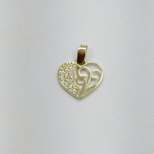 DIJE TEJIDO CORAZON CON CIRCONIAS Y ARBOL DE LA VIDA 14K 0.8 GR (NUEVO)