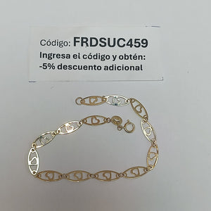 PULSERA TEJIDO ESPECIAL CON CORAZON 14K 18 CM 1.3 GR (NUEVO)
