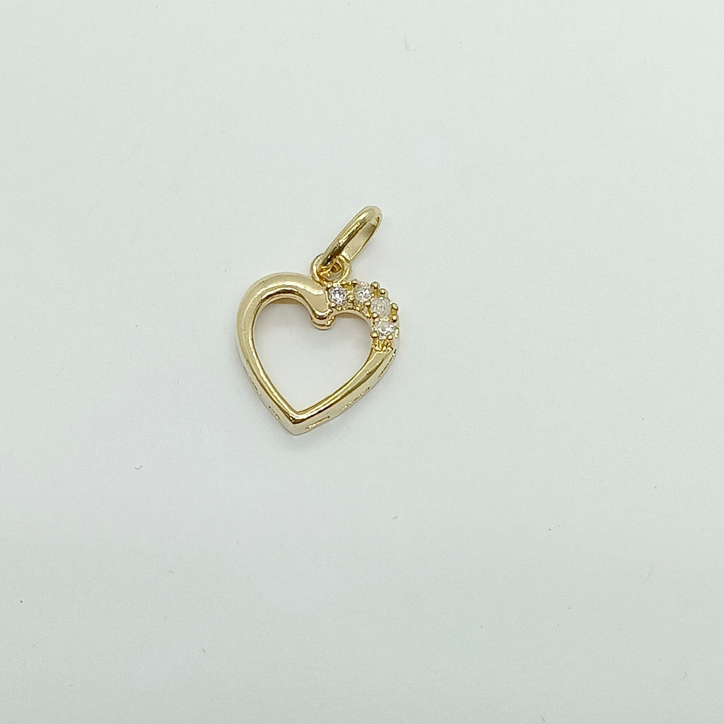 DIJE CORAZON CON CIRCONIAS 14K 1.4 GR (NUEVO)