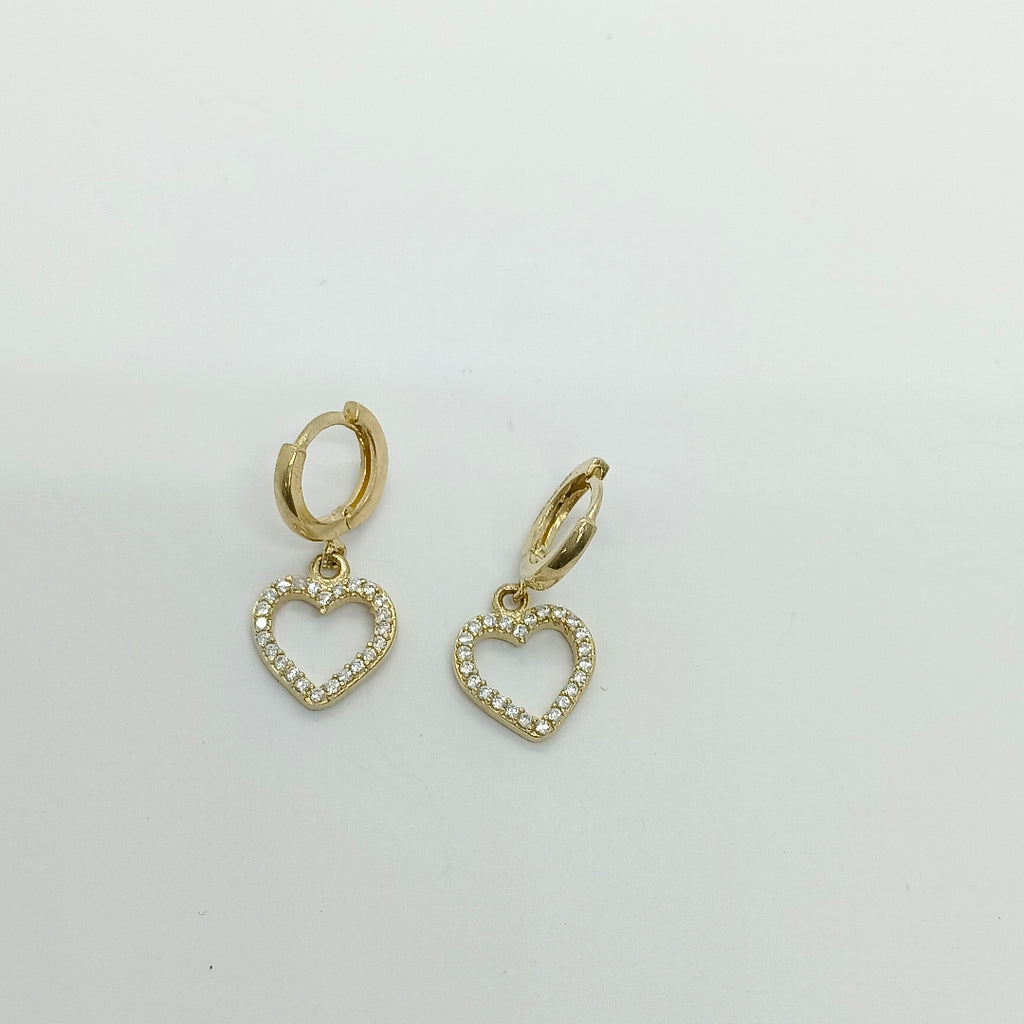 ARETES FIG CORAZON C CIRCONIAS 10K 2.6 GR (NUEVO)