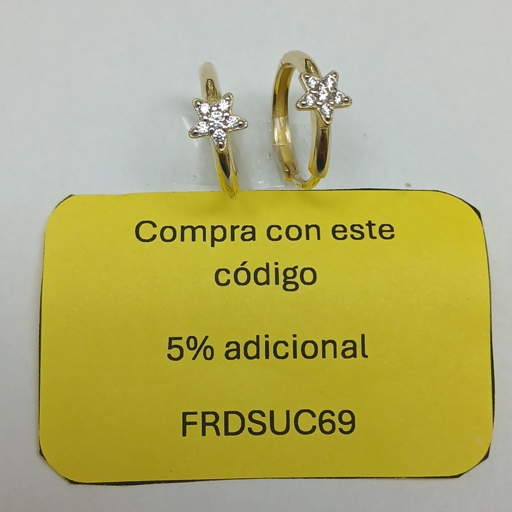 ARETES ARRACADAS FIG ESTRELLA CIRCONIAS 10K 1.6 GR (NUEVO)