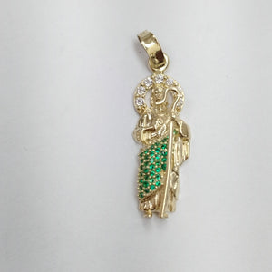 DIJE SAN JUDAS CON PIEDRAS DE COLOR 14K 1.7 GR (NUEVO)