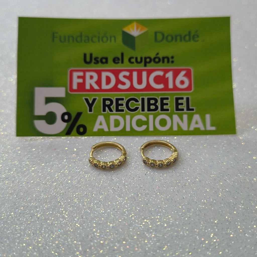 ARETES HUGGIES C CIRCONIAS 14K 2 GR (NUEVO)