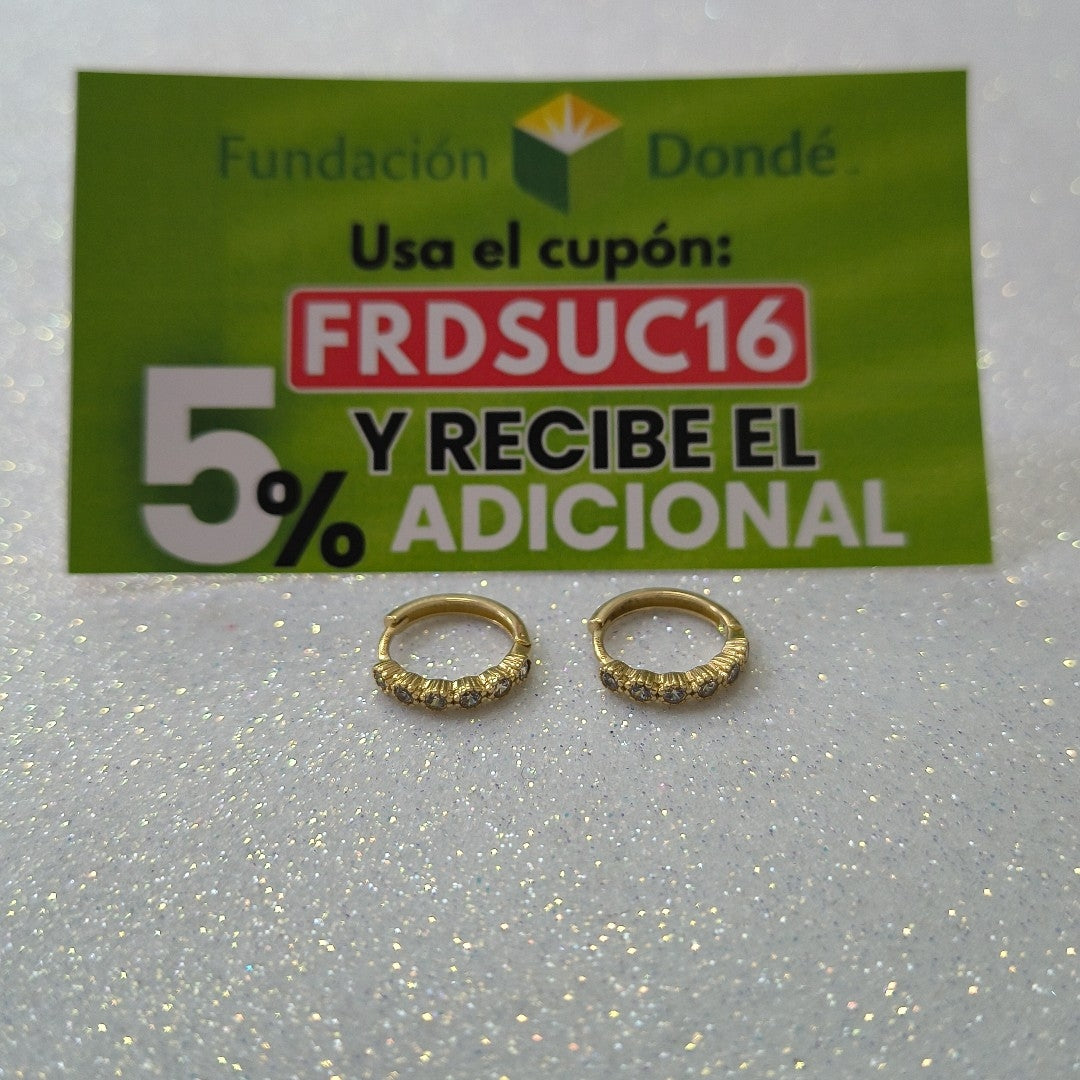 ARETES HUGGIES C CIRCONIAS 14K 2 GR (NUEVO)