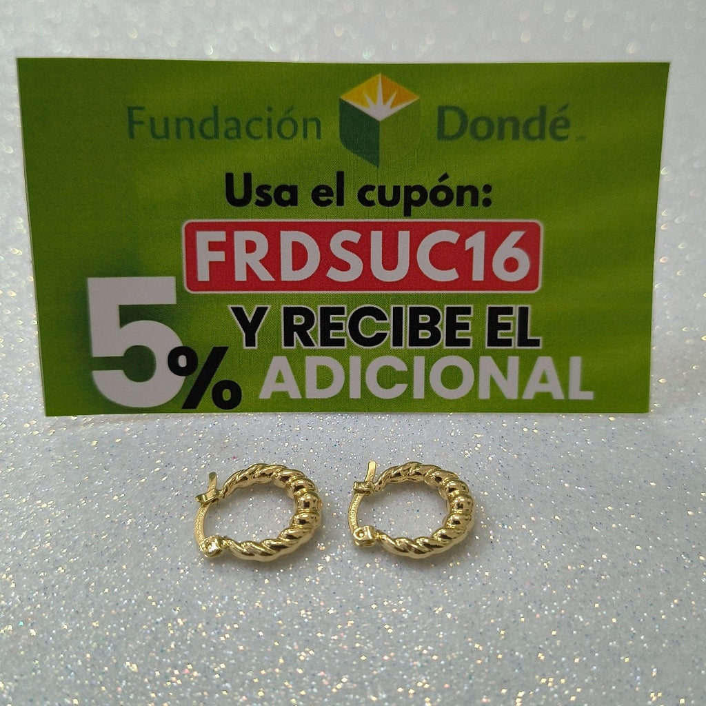ARETES ARRACADAS TZL HUECAS 14K 1.5 GR (NUEVO)