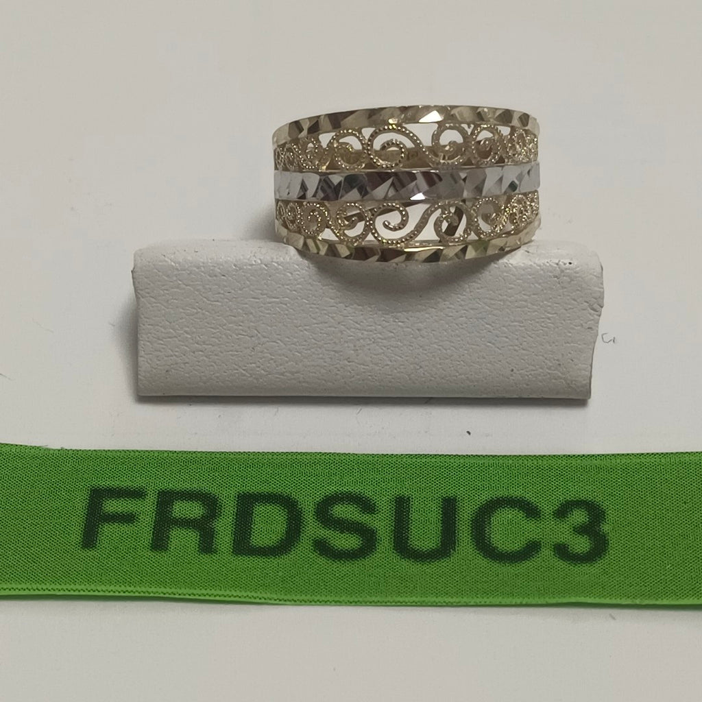 ANILLOS TIPO FILIGRANA COMBINADO 14K TALLA 8 2.9 GR (NUEVO)