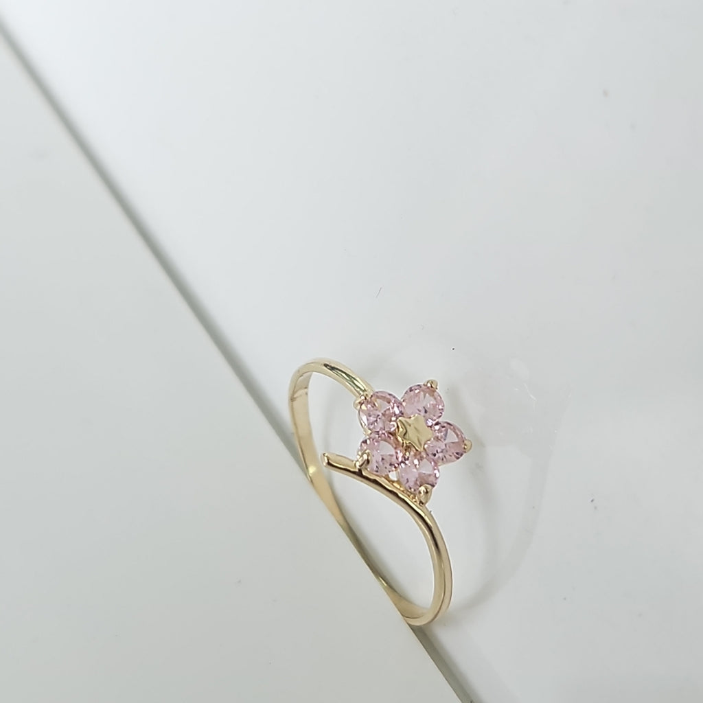 ANILLOS FIG FLOR CON PDRAS COL ROSA 14K TALLA 8 1 GR (NUEVO)