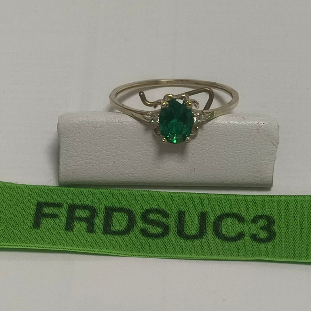 ANILLOS CON CIRCONIAS Y PIEDRA DE COLOR VERDE 14K TALLA 9 1 GR (NUEVO)