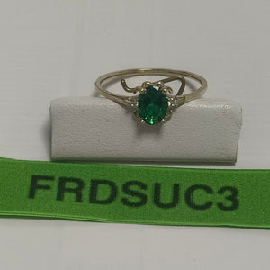 ANILLOS CON CIRCONIAS Y PIEDRA DE COLOR VERDE 14K TALLA 9 1 GR (NUEVO)