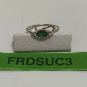 ANILLOS TEJIDO ANILLITO C CIRCONIAS Y PIEDRA VERDE 14K 8 1.1 GR (NUEVO)