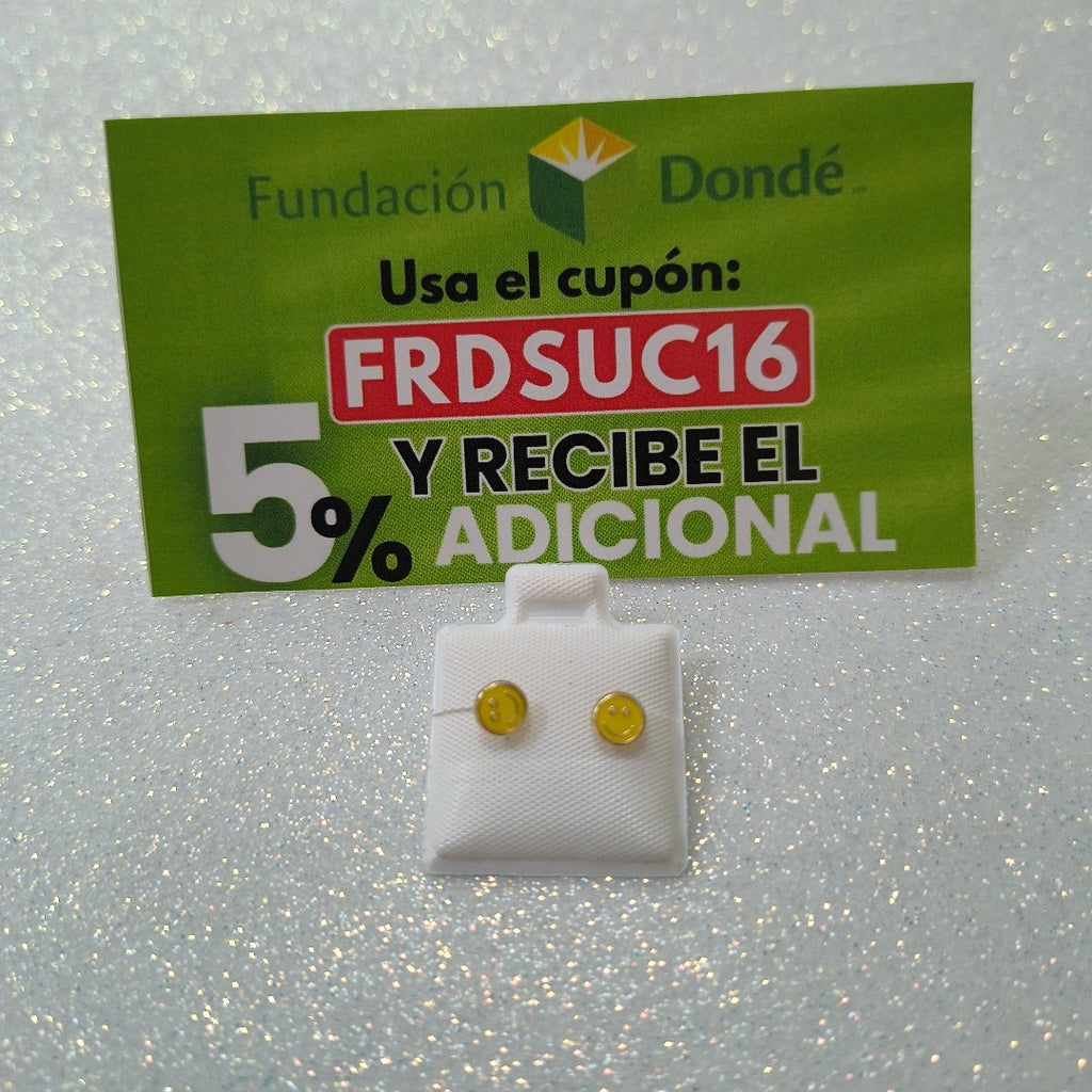 BROQUELES BROQUEL FIG SONRISA ESMALTE AMARILLO 14K 0.2074 GR (NUEVO)