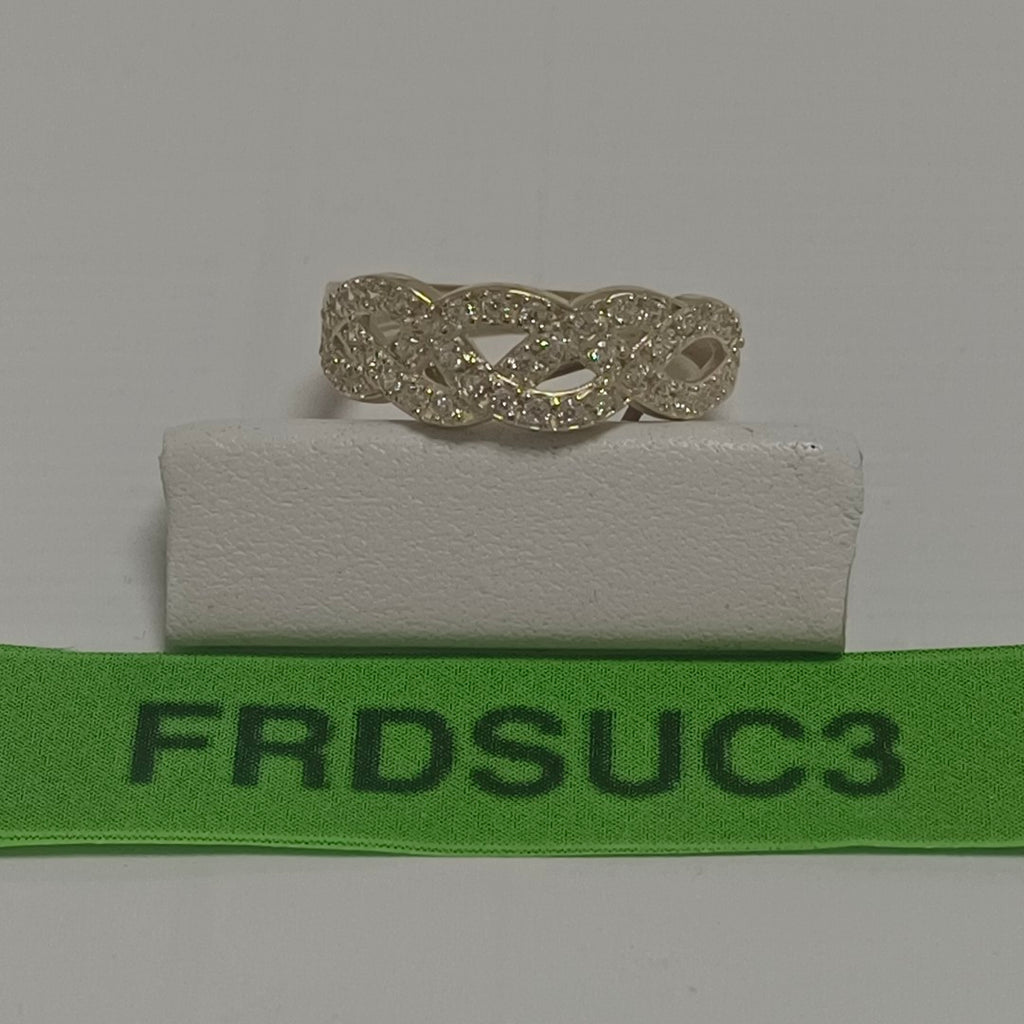 ANILLOS TRENZADO CON CIRCONIAS 14K TALLA 7 2.5 GR (NUEVO)