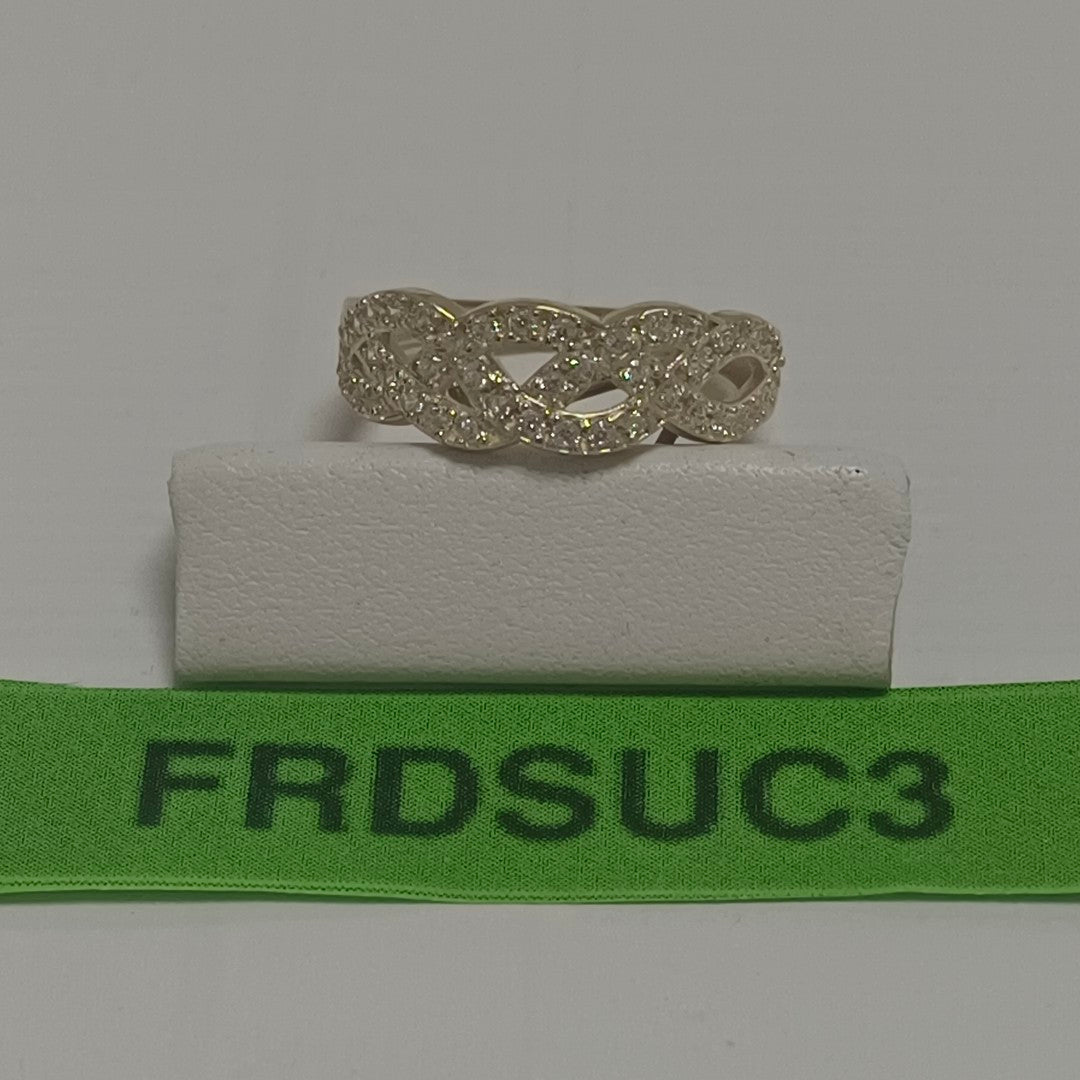 ANILLOS TRENZADO CON CIRCONIAS 14K TALLA 7 2.5 GR (NUEVO)