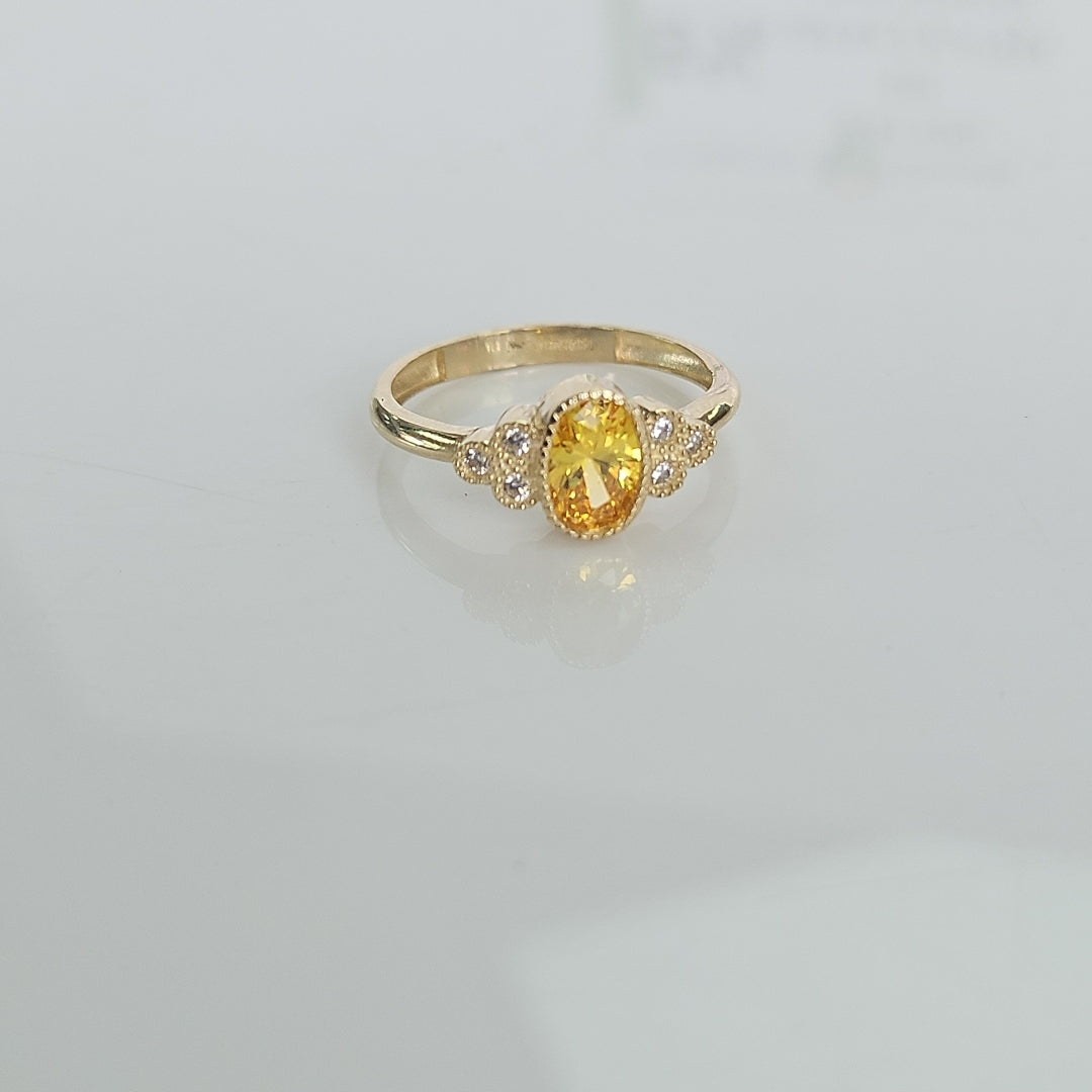 ANILLOS CIRCONIAS Y PIEDRA DE COLOR 14K TALLA 7 1.9 GR (NUEVO)
