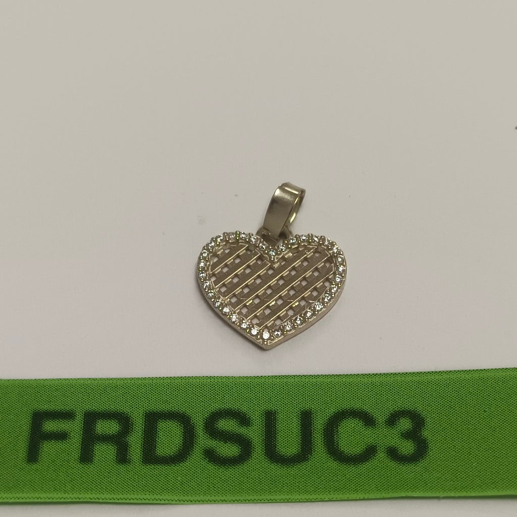 DIJE TEJIDO CORAZON CON CERCO DE CIRCONIAS 14K 1.2 GR (NUEVO)