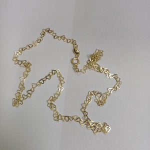 CADENAS TEJIDO CORAZONES ORO 10K 50 CM 2.5 GR (NUEVO)