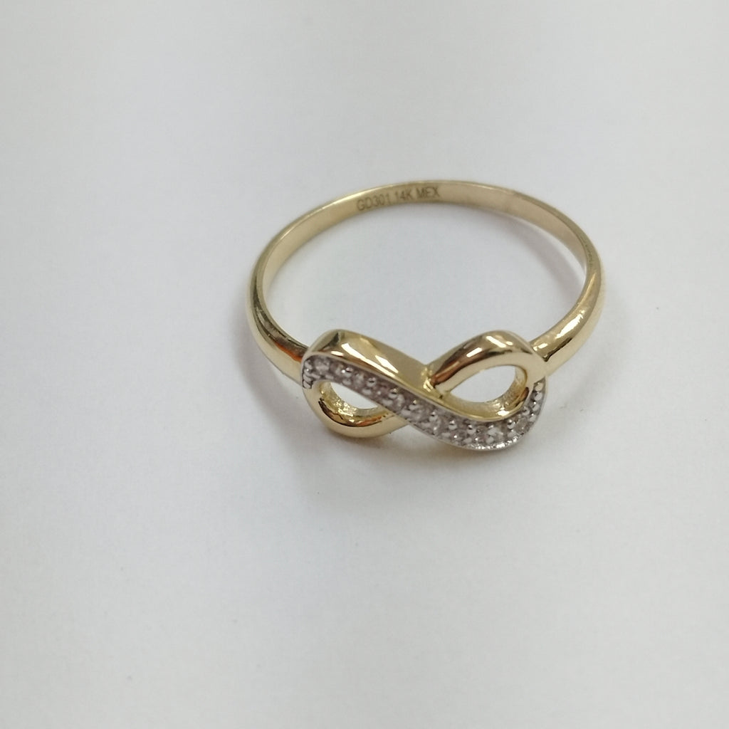 ANILLO ANILLITO FIG INFINITO C CIRCONIAS 14K 8 TALLA 1.8 GR (NUEVO)