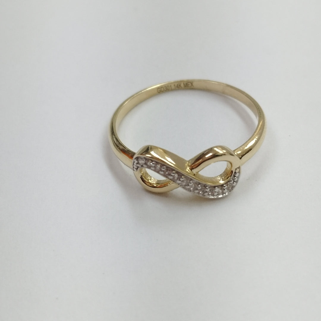 ANILLO ANILLITO FIG INFINITO C CIRCONIAS 14K 8 TALLA 1.8 GR (NUEVO)