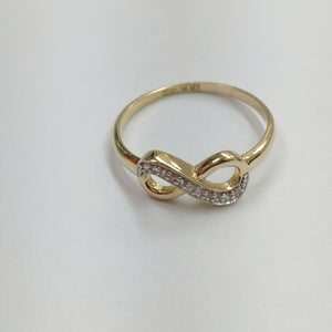ANILLO ANILLITO FIG INFINITO C CIRCONIAS 14K 8 TALLA 1.8 GR (NUEVO)