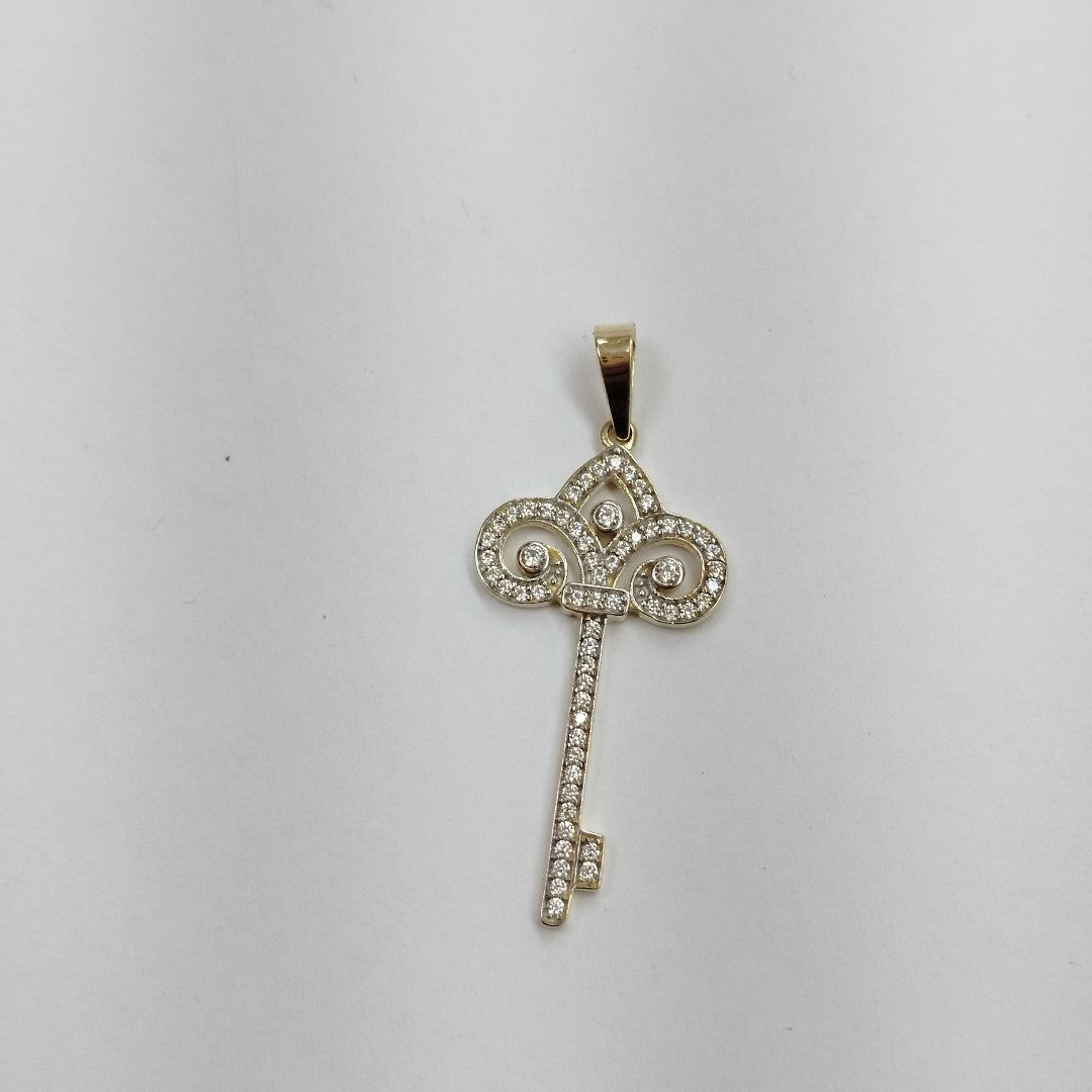 DIJE LLAVE C CIRCONIAS 14K 1.6 GR (NUEVO)