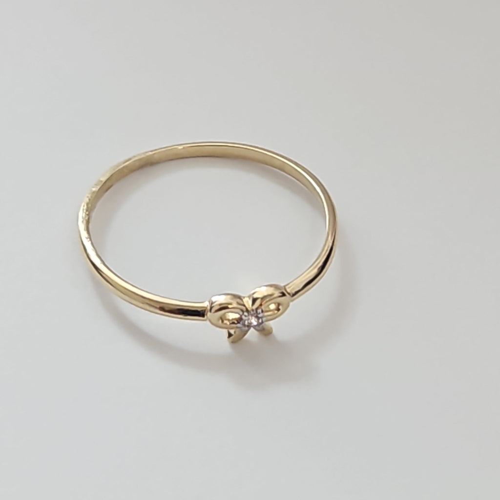 ANILLO ANILLITO FIG MOÑO C CIRCONIAS 14K 8 TALLA 1 GR (NUEVO)