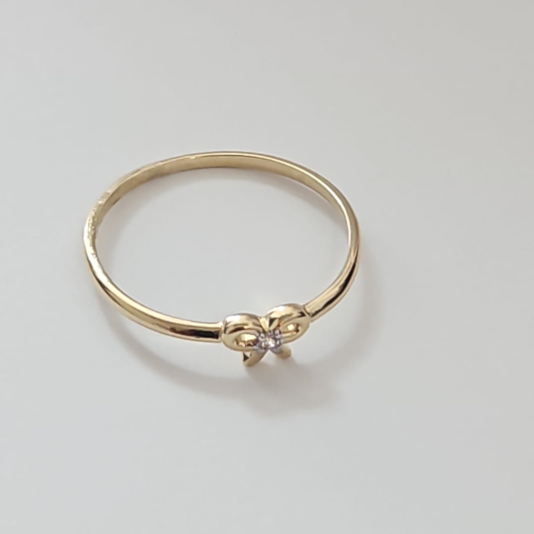 ANILLO ANILLITO FIG MOÑO C CIRCONIAS 14K 8 TALLA 1 GR (NUEVO)